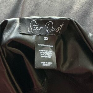 Star Dust Black Faux Leather Jacket - 2X
